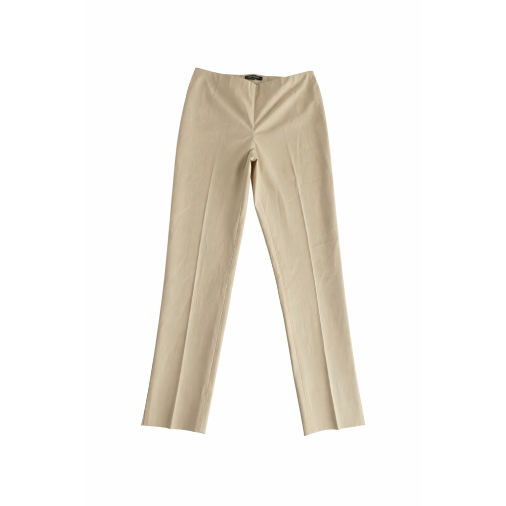 Lafayette 148 New York Tapered Chrystie Khaki Cotton Pants Side Zip Sz 10 $328